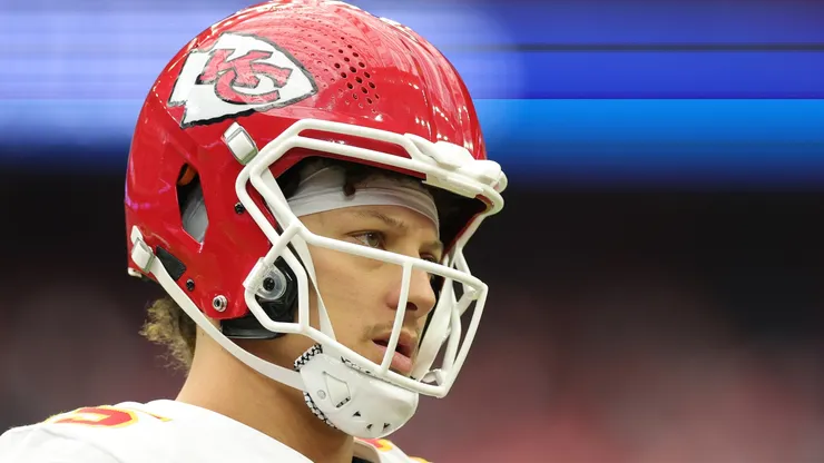 Patrick Mahomes #15 of the Kansas City Chiefs looks on during the first half of the game against the Houston Texans at NRG Stadium on December 18, 2022 in Houston, Texas.