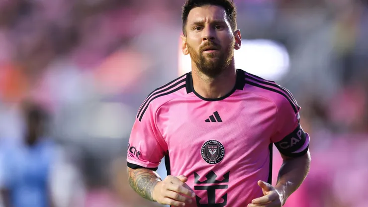 Lionel Messi #10 of Inter Miami looks on against Atlanta United during the first half of the game at Chase Stadium on May 29, 2024 in Fort Lauderdale, Florida.