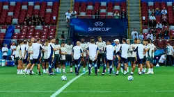 Real Madrid's team while training session before UEFA Super Cup 2024