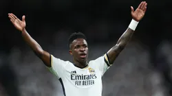 Vinicius Junior of Real Madrid celebrates scoring his team's second goal during the LaLiga EA Sports match between Real Madrid CF and Deportivo Alaves