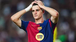 Pau Victor of FC Barcelona reacts during the Joan Gamper Trophy match between FC Barcelona and AS Monaco at Estadi Olimpic Lluis Companys on August 12, 2024 in Barcelona, Spain.
