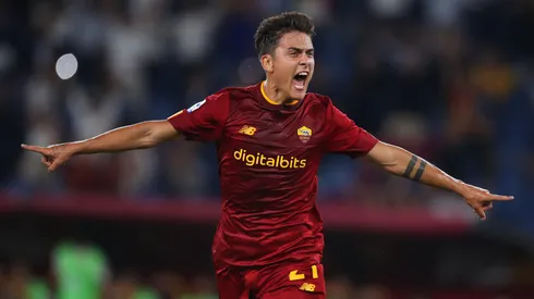 Paulo Dybala of AC Monza celebrates after scoring their team's first goal during the Serie A match between AS Roma and AC Monza at Stadio Olimpico on August 30, 2022 in Rome, Italy.