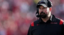 Head coach Ryan Day of the Ohio State Buckeyes on the sidelines during a 48-45 win over the Utah Utes at Rose Bowl on January 01, 2022 in Pasadena, California.