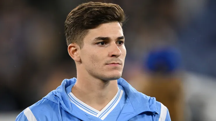 Julian Alvarez of Manchester City looks on before the UEFA Champions League Group G match between Manchester City and FK Crvena zvezda