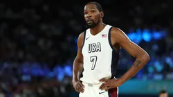 Kevin Durant #7 of Team United States looks on during a Men's basketball semifinals match between Team United States and Team Serbia