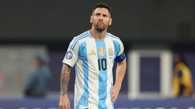 Lionel Messi of Argentina reacts during the CONMEBOL Copa America 2024 semifinal