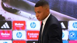 Real Madrid new signing, Kylian Mbappe looks on after a press conference as he is unveiled at Estadio Santiago Bernabeu on July 16, 2024 in Madrid, Spain.