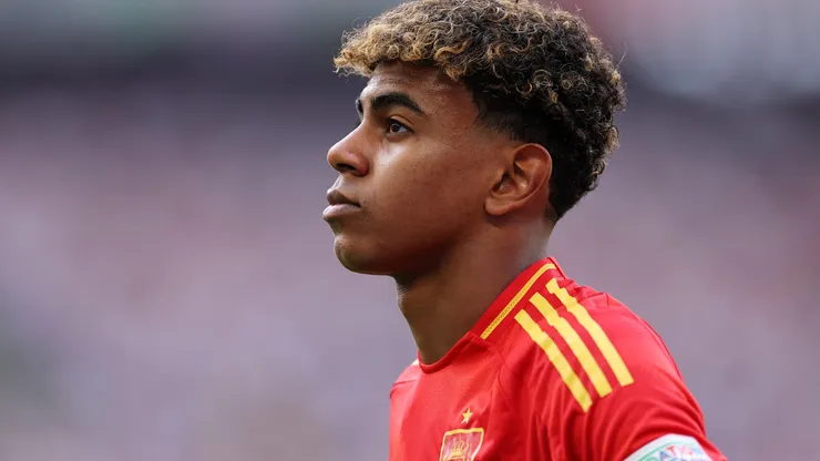Lamine Yamal of Spain looks on during the UEFA EURO 2024 quarter-final match between Spain and Germany at Stuttgart Arena on July 05, 2024 in Stuttgart, Germany.