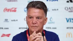 Louis Van Gaal, coach of the Netherlands is seen during a press conference on match day.