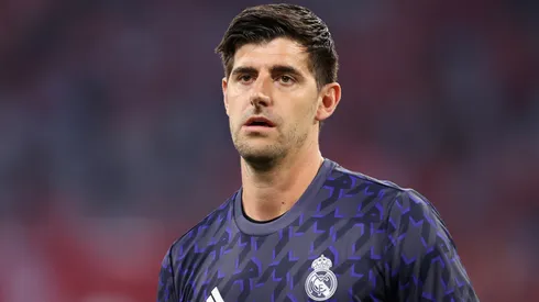 Thibaut Courtois of Real Madrid prior to a game.