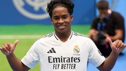 Real Madrid new signing, Endrick Felipe is unveiled at Estadio Santiago Bernabeu on July 27, 2024 in Madrid, Spain.