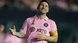 Lionel Messi #10 of Inter Miami reacts during the first half during a match between Toronto FC and Inter Miami CF at DRV PNK Stadium on September 20, 2023 in Fort Lauderdale, Florida.