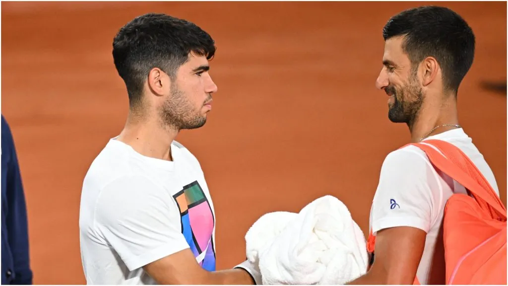Carlos Alcaraz (ESP) with Novak Djokovic (SRB) ā IMAGO / ABACAPRESS