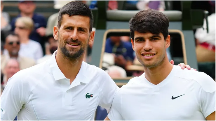 Novak Djokovic (L) and Carlos Alcaraz (R)