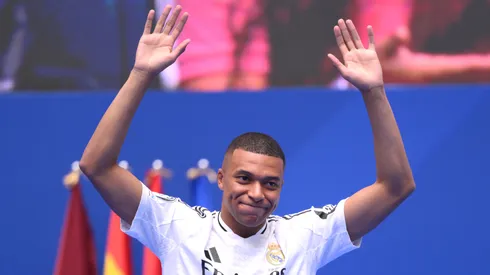 Real Madrid new signing, Kylian Mbappe is unveiled at Estadio Santiago Bernabeu.