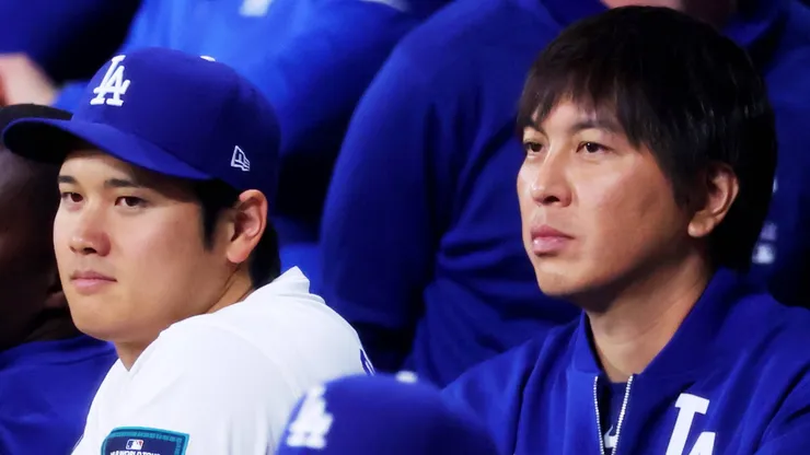 (L-R) Shohei Ohtani, Ippei Mizuhara (Dodgers), MARCH 18, 2024 - Baseball : MLB, Baseball Herren, USA World Tour Seoul Series exhibition game between the LG Twins and the San Diego Padres at Gocheok Sky Dome, Seoul, South Korea.