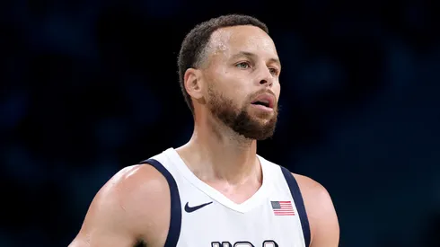 Stephen Curry #4 of Team United States looks on during a Men's Group Phase – Group C game between the United States and South Sudan on day five of the Olympic Games Paris 2024 at Stade Pierre Mauroy on July 31, 2024 in Lille, France.