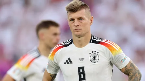 Toni Kroos of Germany reacts after the UEFA EURO 2024 quarter-final match between Spain and Germany at Stuttgart Arena on July 05, 2024 in Stuttgart, Germany.