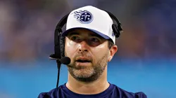 New Head Coach Brian Callahan of the Tennessee Titans on the sidelines during the second half of the first preseason game against the San Francisco 49ers at Nissan Stadium on August 10, 2024 in Nashville, Tennessee. The Titans defeated the 49ers 17-13.