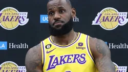 LeBron James in interviewed during Media Day on Monday September 26, 2022 at the L.A. Lakers training facility in Los Angeles, California.