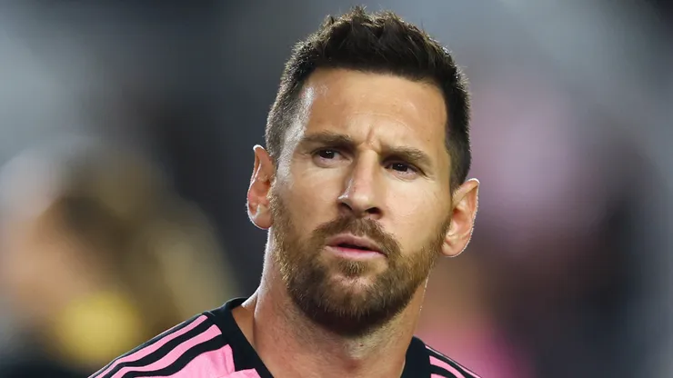 Lionel Messi #10 of Inter Miami looks on prior to a game against the Charlotte FC at Chase Stadium on September 28, 2024 in Fort Lauderdale, Florida.