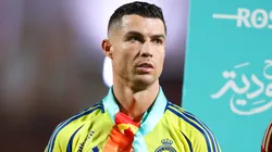 Cristiano Ronaldo of Al Nassr wearing a scarf and arm band for Saudi Arabia Foundation Day during the Saudi Pro League match between Al Ettifaq and Al Nassr at Al Ettifaq Stadium on September 20, 2024 in Ad Dammam, Saudi Arabia.