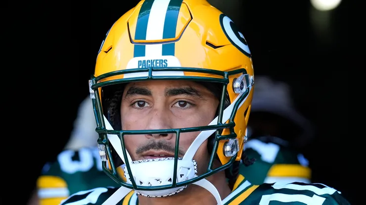 Jordan Love #10 of the Green Bay Packers looks on prior to a game against the Minnesota Vikings at Lambeau Field on September 29, 2024 in Green Bay, Wisconsin.