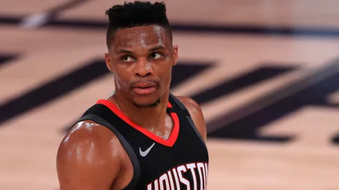 Russell Westbrook #0 of the Houston Rockets during the second quarter against the Los Angeles Lakers