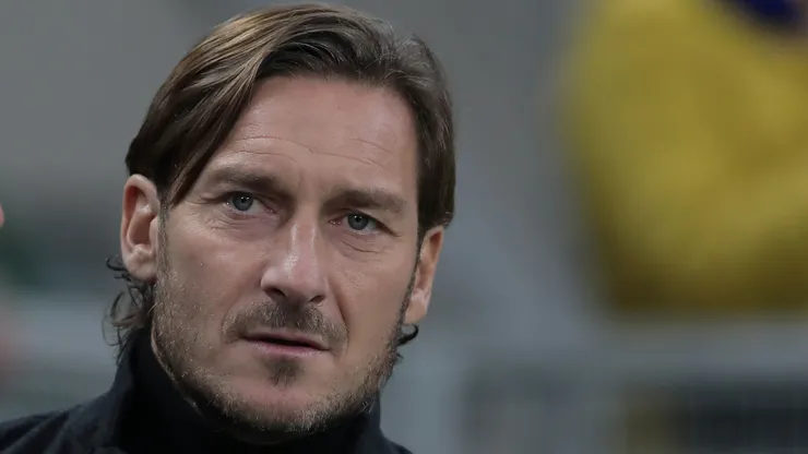 AS Roma former player Francesco Totti looks on prior to the Serie A match between FC Internazionale and AS Roma