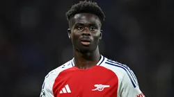 Bukayo Saka of Arsenal during a UEFA Champions League game.