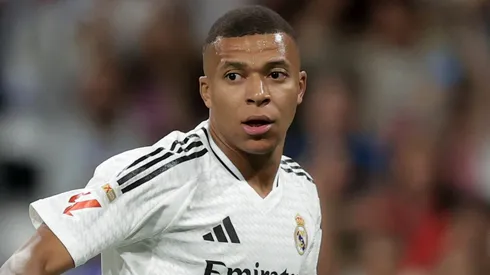 Kylian Mbappe of Real Madrid CF in action during the LaLiga match between Real Madrid CF and Deportivo Alaves at Estadio Santiago Bernabeu on September 24, 2024 in Madrid, Spain.