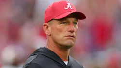 Head coach Kalen DeBoer of the Alabama Crimson Tide looks on before the game against the Georgia Bulldogs at Bryant-Denny Stadium on September 28, 2024 in Tuscaloosa, Alabama.