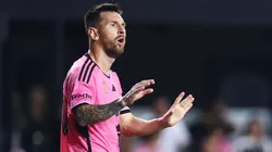 Lionel Messi #10 of Inter Miami reacts during the first half of the game against the Charlotte FC