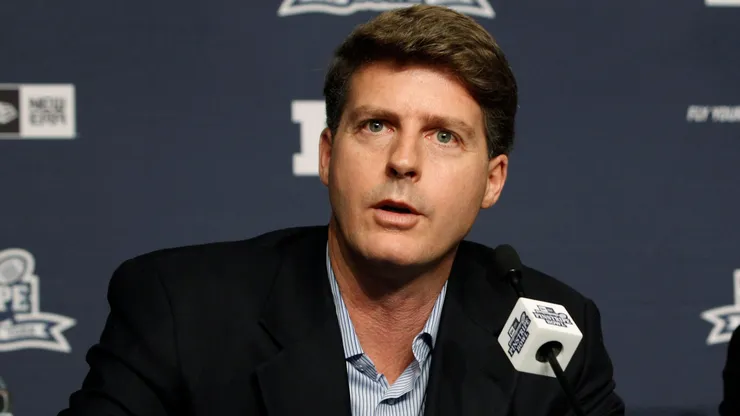 Hal Steinbrenner, Managing General Partner of the New York Yankees is seen during a press conference to announce the New Era Pinstripe Bowl's eight-year partnership with the Big Ten Conference at Yankees Stadium on June 3, 2013 in the Bronx borough of New York City.