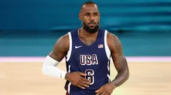 LeBron James #6 of Team United States looks on during the Men's Gold Medal game between Team France and Team United States