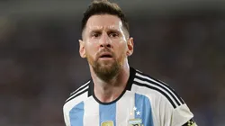 Lionel Messi of Argentina reacts during an international friendly match between Argentina and Panama