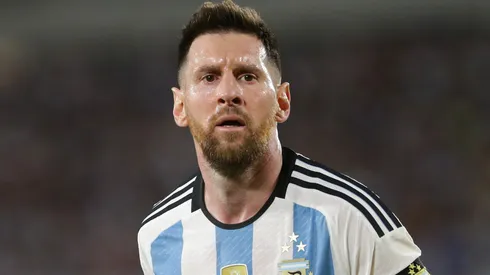 Lionel Messi of Argentina reacts during an international friendly match between Argentina and Panama