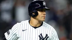 Juan Soto #22 of the New York Yankees reacts after a two-run home run against the Baltimore Orioles during the fifth inning at Yankee Stadium on September 25, 2024 in the Bronx borough of New York City.