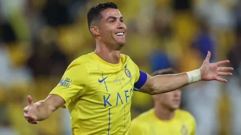 Cristiano Ronaldo of Al Nassr celebrates after scoring the 2nd goal during the Saudi Pro League match between Al-Nassr and Al Wehda at Al Awwal Park on May 4, 2024 in Riyadh, Saudi Arabia.