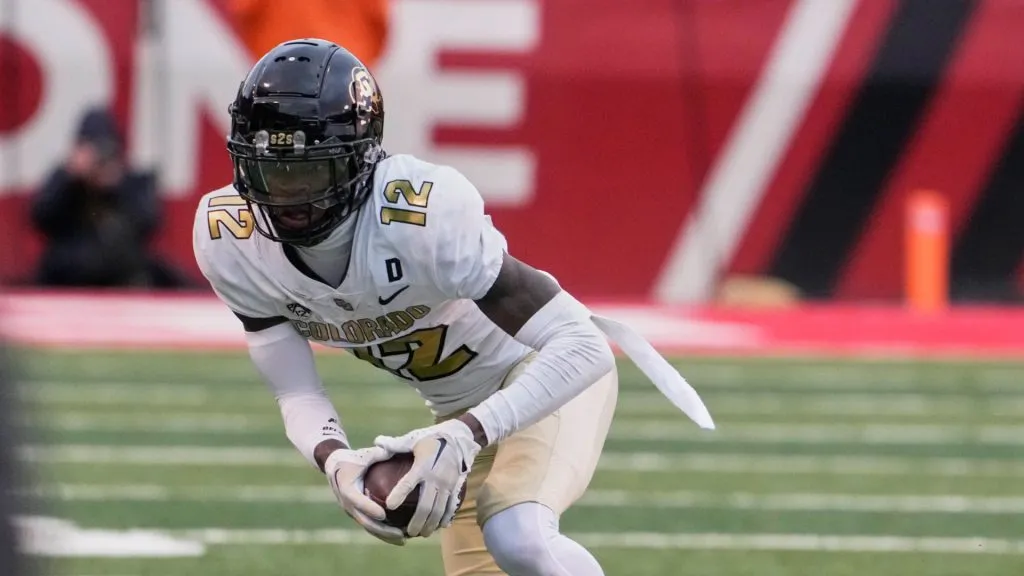 Buffaloes wide receiver Travis Hunter (12) catches a pass during the game with Colorado Buffaloes and Utah Utes held at Rice-Eccles Stadium in Salt Lake Ut.