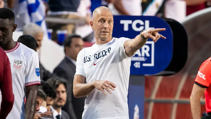 United States head coach Gregg Berhalter directs his players during the Group A match between the United States and Uruguay on Monday July 1, 2024 at Arrowhead stadium in Kansas City, MO.
