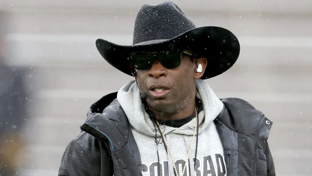 Head coach Deion Sanders of the Colorado Buffaloes watches as his team plays their spring game at Folsom Field on April 27, 2024 in Boulder, Colorado.