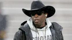 Head coach Deion Sanders of the Colorado Buffaloes watches as his team plays their spring game at Folsom Field on April 27, 2024 in Boulder, Colorado.