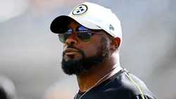 Head coach Mike Tomlin of the Pittsburgh Steelers looks on prior to a game against the Los Angeles Chargers at Acrisure Stadium on September 22, 2024 in Pittsburgh, Pennsylvania.