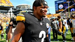 Quarterback Justin Fields #2 of the Pittsburgh Steelers walks off the field after defeating the Los Angeles Chargers at Acrisure Stadium on September 22, 2024 in Pittsburgh, Pennsylvania.