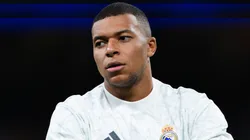 Kylian Mbappé of Real Madrid looks on during the LaLiga match between Real Madrid CF and RCD Espanyol de Barcelona at Estadio Santiago Bernabeu.