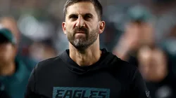 Head coach Nick Sirianni of the Philadelphia Eagles walks off the field against the Atlanta Falcons at the end of the first half in the game at Lincoln Financial Field on September 16, 2024 in Philadelphia, Pennsylvania.