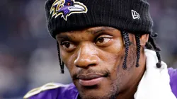 Quarterback Lamar Jackson #8 of the Baltimore Ravens leaves the field after a win against the Dallas Cowboys at AT&T Stadium on September 22, 2024 in Arlington, Texas.