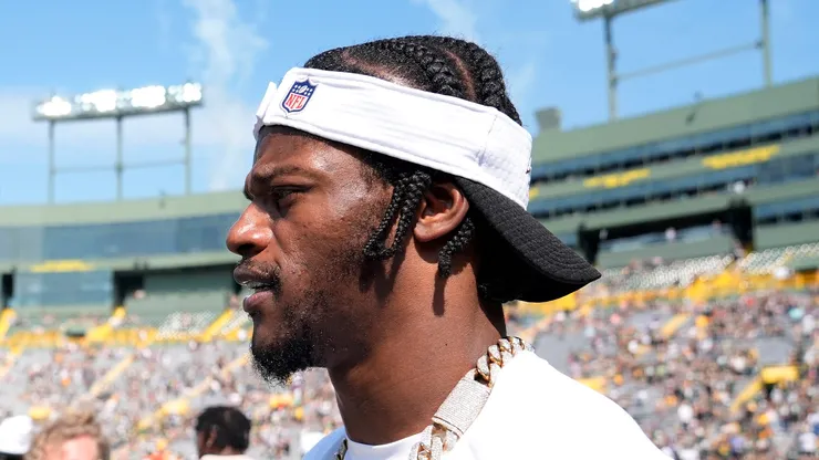 Lamar Jackson #8 of the Baltimore Ravens after a preseason game at Lambeau Field on August 24, 2024 in Green Bay, Wisconsin.