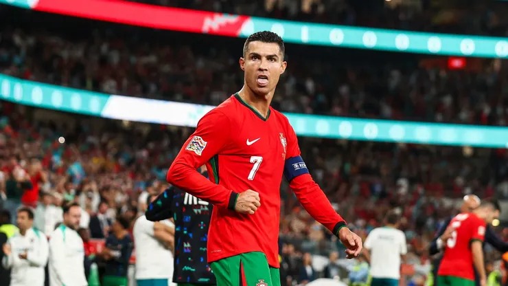 Cristiano Ronaldo celebrates after scoring Portugal's second goal during the UEFA Nations League 2024/25 League A Group A1 match